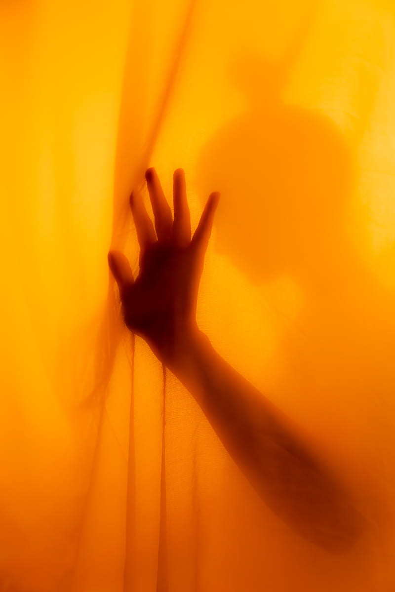 hand, fingers, fabric, orange, HD phone wallpaper