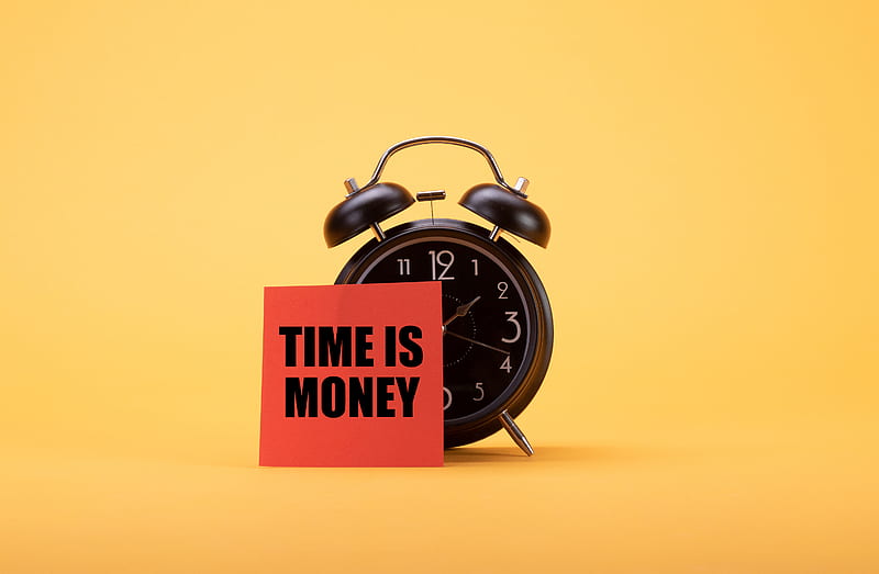 time, money, phrase, words, alarm clock, HD wallpaper