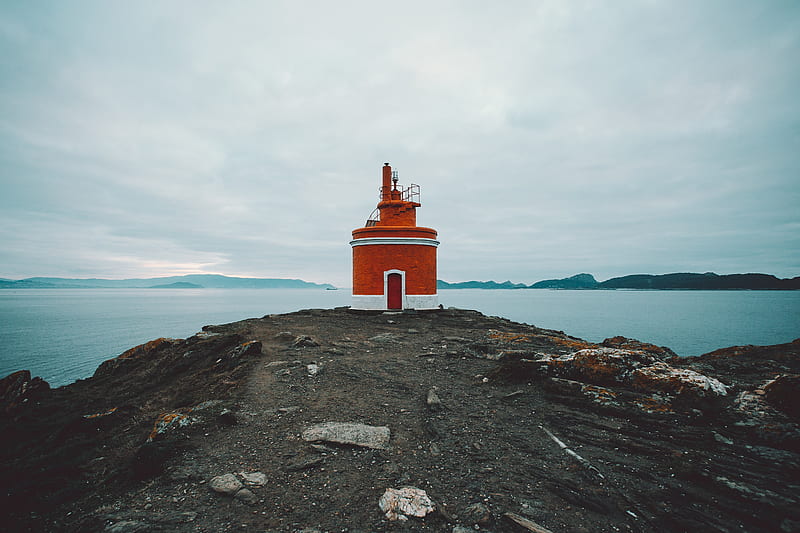 lighthouse, tower, coast, rocks, stones, HD wallpaper