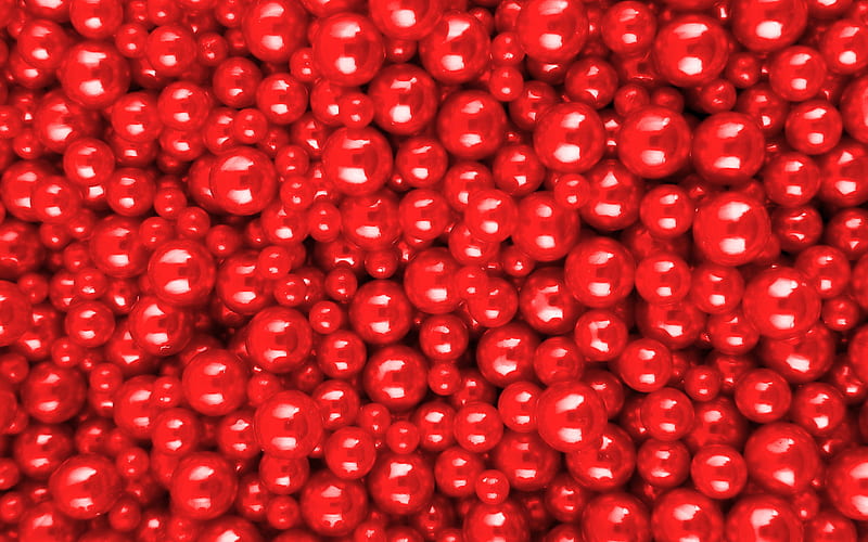 red 3d balls texture, red balls texture, creative background with balls, red background, HD wallpaper