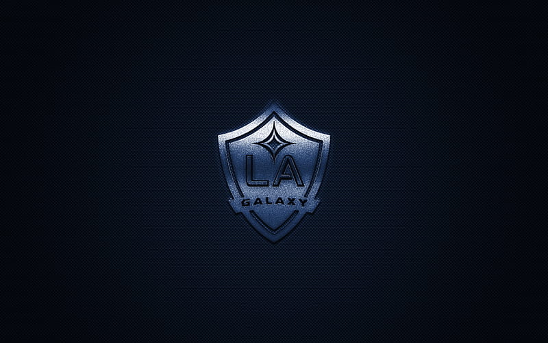 Los Angeles Galaxy, MLS, American soccer club, Major League Soccer, blue logo, blue carbon fiber background, football, Los Angeles, California, USA, Los Angeles Galaxy logo, soccer, HD wallpaper