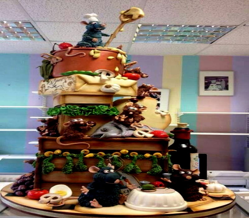Ratatouille Cake, Cake, Ratatouilla, Colorful, Sweet, Rats, HD wallpaper