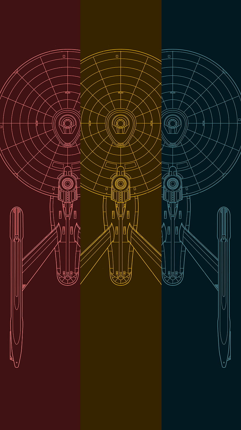 1701A colours, enterprise, kirk, spock, star trek, startrek, HD phone wallpaper