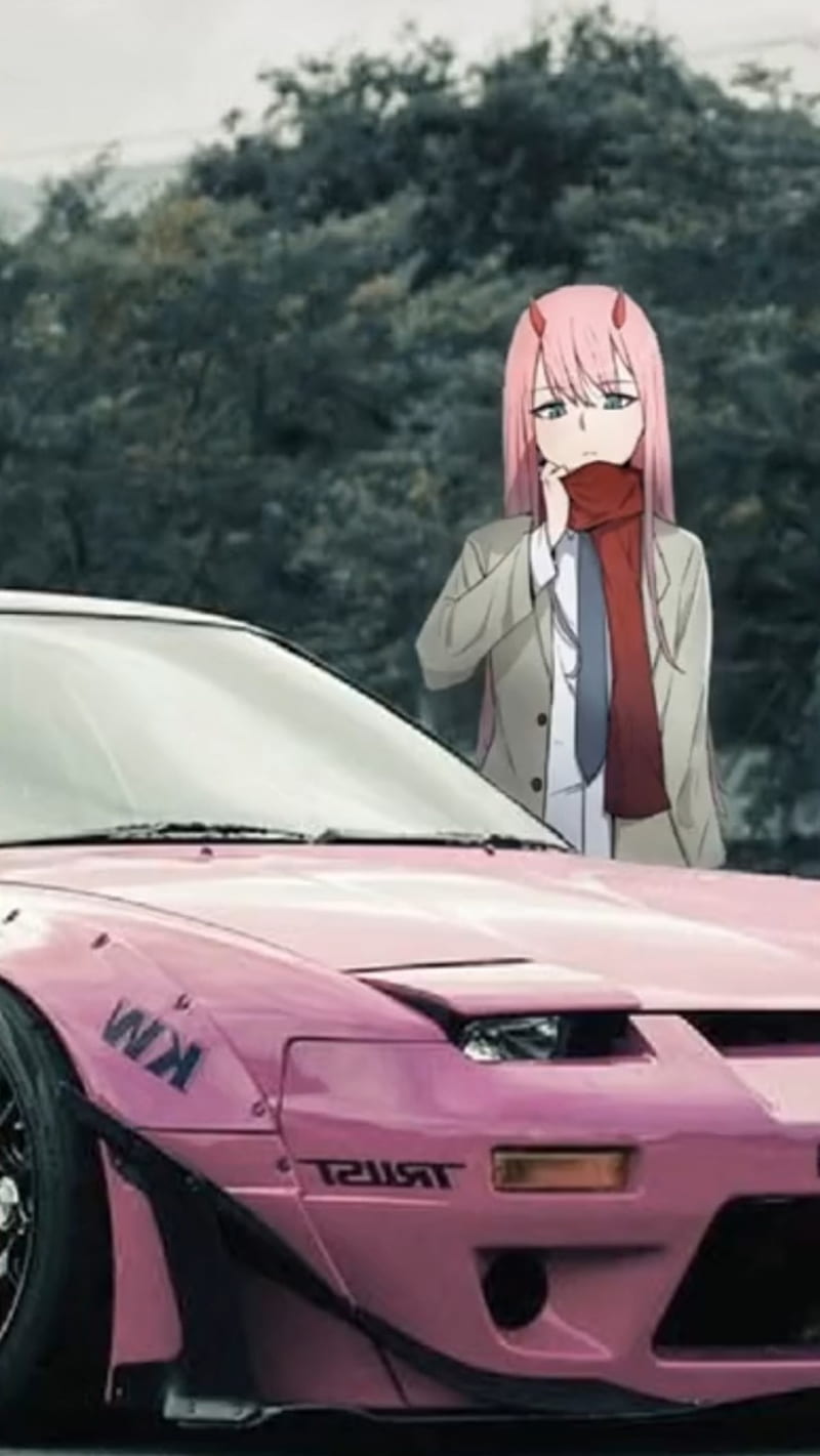 Zero Two, hentai, cars, snk, jdm, anime girl, car, demon slayer, supra, anime x jdm, HD phone wallpaper