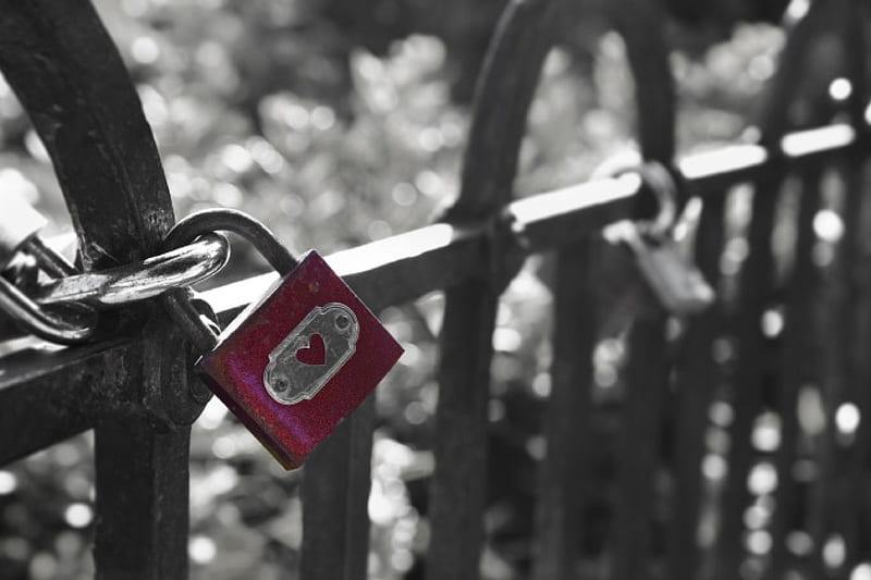 When I say I love you , black and red, from the heart, love, padlock, two colors, HD wallpaper