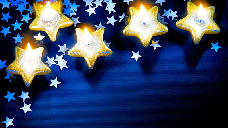 ღ.Stars Shine Dawn in Xmas.ღ, greeting, xmas, sweet, sparkle, love, lovely, warm, holiday, christmas, happiness, golden, celebration, new year, sky, winter, cute, fire, cool, shining, abundant, ornaments, family, festival, jolly, shine, bonito, seasons, magnificent, light, blue, stars, striking, colors, winter time, candles, HD wallpaper