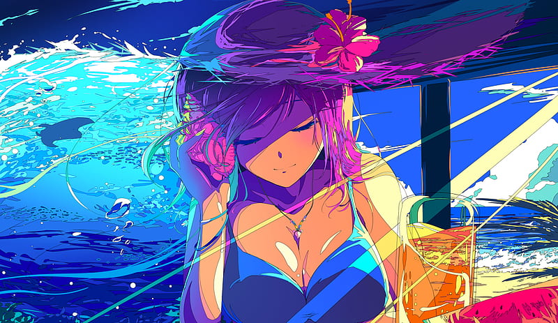 Anime, Original, Girl, Sea, Summer, HD wallpaper