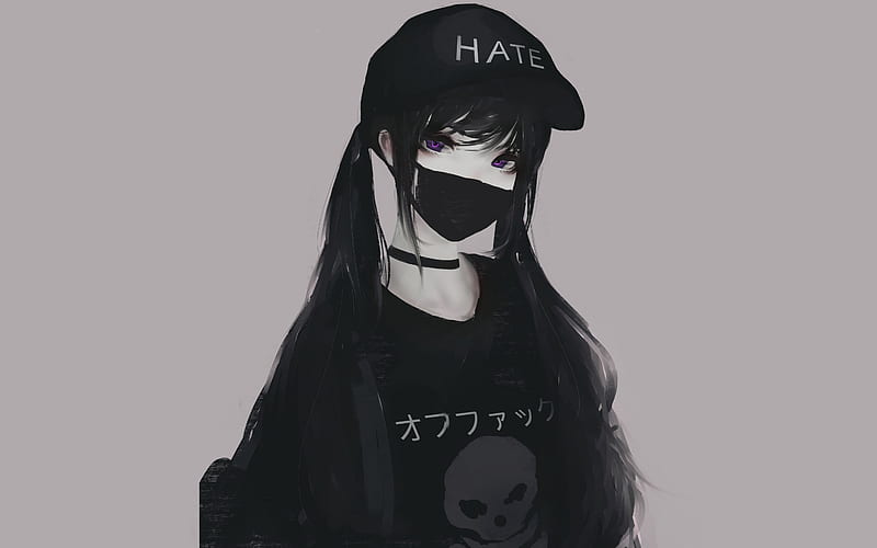 Dark, purple, black, anime, girl, profile picture