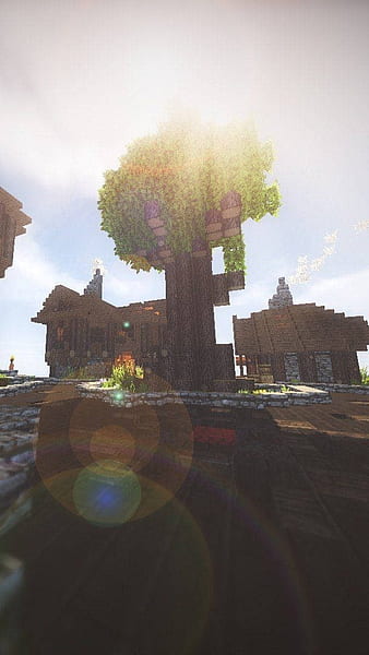 .house, minecraft, sunlight tree house, game, anime,  HD phone wallpaper | Peakpx