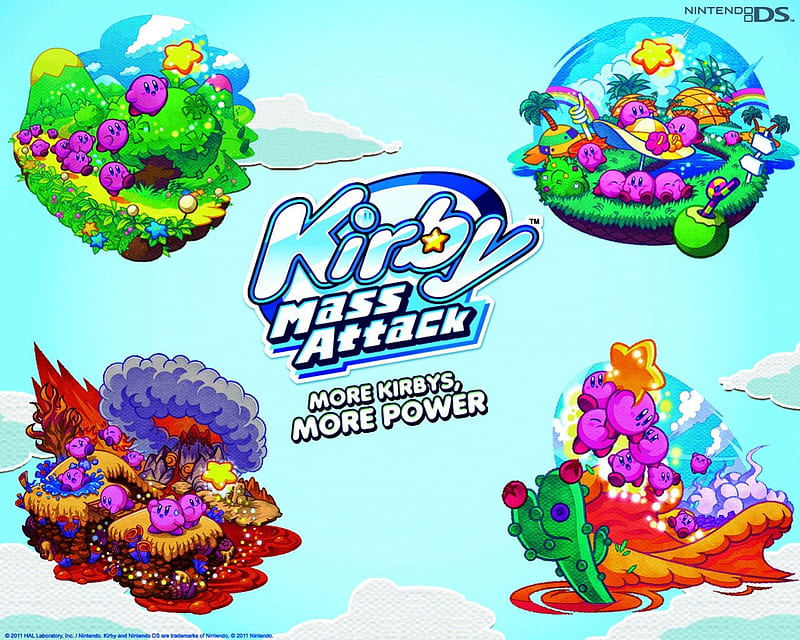 Kirby Mass Attack 2 (Read Desc), dsi, mass attack, cute, dsi xl, nintendo ds, stylus, ds lite, kirby, many, HD wallpaper