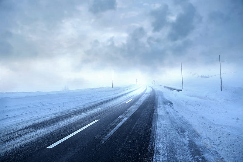Road Covered With Snow Storm Winter Season , road, storm, snow, winter, nature, HD wallpaper