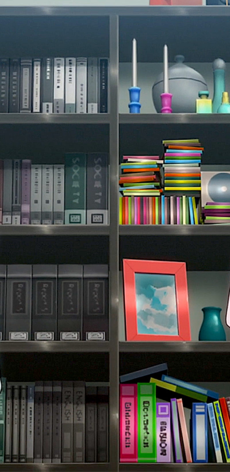 Bookshelf, anime, citrus, book, books, HD phone wallpaper