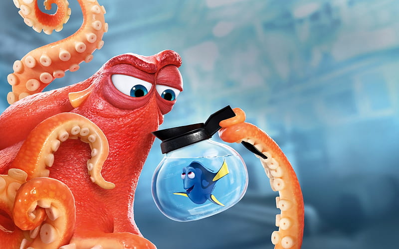 Finding Dory (2016), octopus, movie, orange, fish, animation, pixar ...
