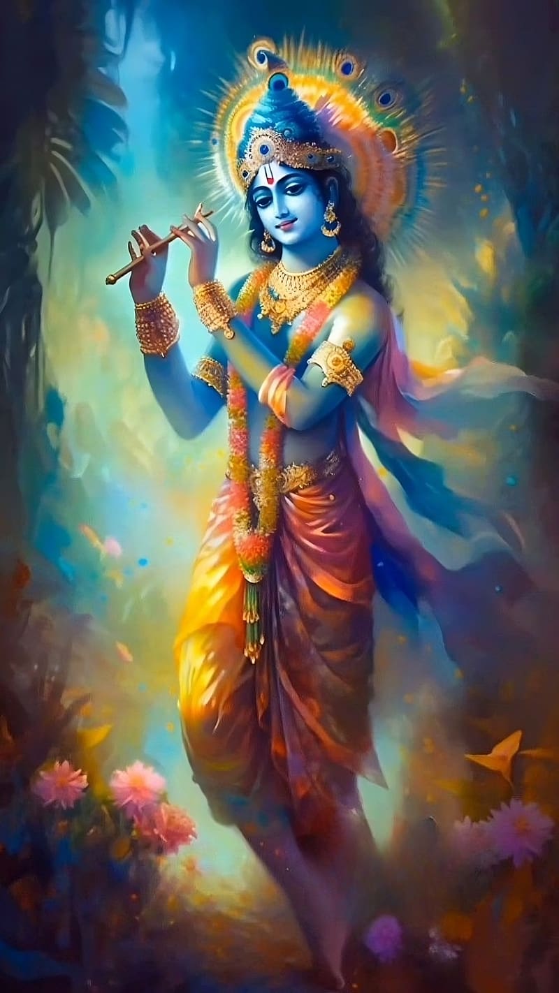 Krishna Bhagwan , Painting Art, artwork, hindu god, bhakti, devotional, HD phone wallpaper