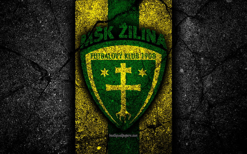 Zilina FC logo, Fortuna liga, football, soccer, black stone, Slovakia, MSK Zilina, asphalt texture, slovak football club, FC Zilina, HD wallpaper