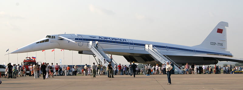 Tupelov TU 144LL at 2007 exibition, supersonic, russian, aircraft, comercial, HD wallpaper