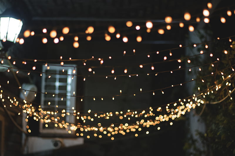 yellow string lights lighted during nighttime, HD wallpaper