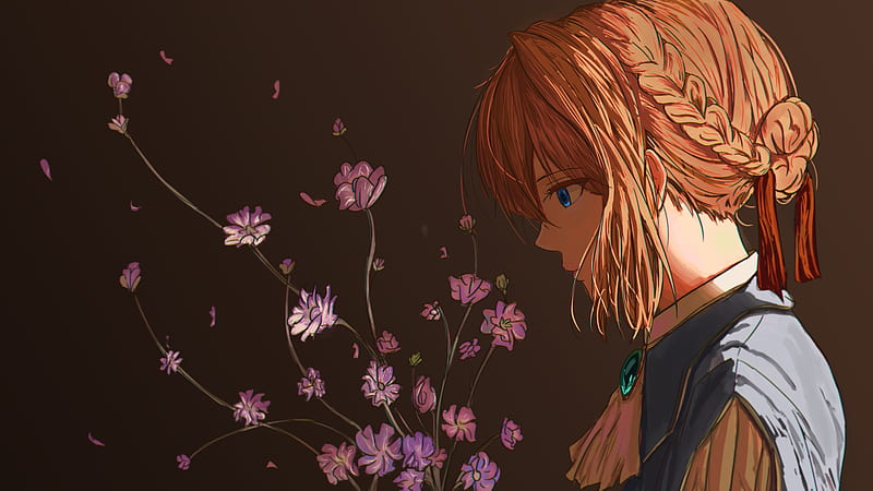 violet evergarden, profile view, blonde, braid, blue eyes, Anime, HD wallpaper