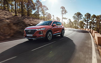 Hyundai Santa Fe, 2019, New Generation front view, large crossover, new red Santa Fe 2019, Korean cars, Hyundai, HD wallpaper