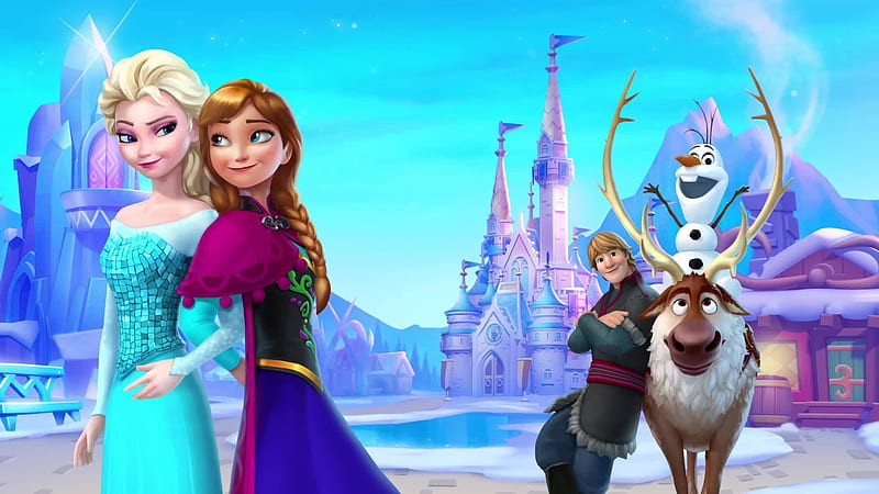 Frozen (2013), anna, movie, iarna, olaf, fantasy, snow queen, reindeer, disney, poster, gustaff, luminos, elsa, snowman, winter, sister, frozen, princess, HD wallpaper