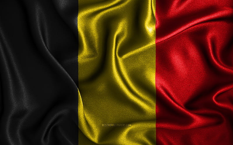 Belgian flag silk wavy flags, European countries, national symbols, Flag of Belgium, fabric flags, Belgium flag, 3D art, Belgium, Europe, Belgium 3D flag, HD wallpaper