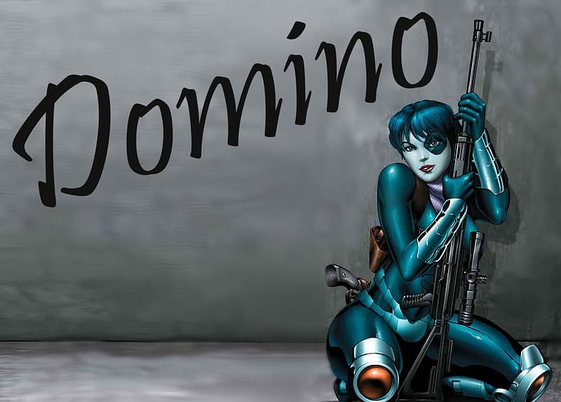Domino, comic, fantasy, gun, girl, HD wallpaper