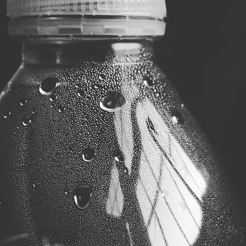 Water Bottle, black and white, bottle, water, white, HD phone wallpaper