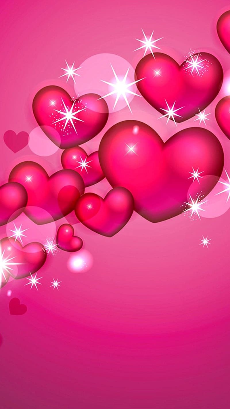 Heart , Sparkling Hearts, love, shining, HD phone wallpaper