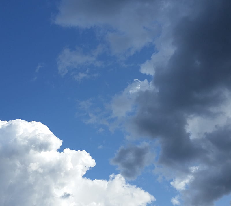 Yin Yang Sky, blue, cloud, dark, day, fluffy, heaven, skies, storm, yinyang, HD wallpaper
