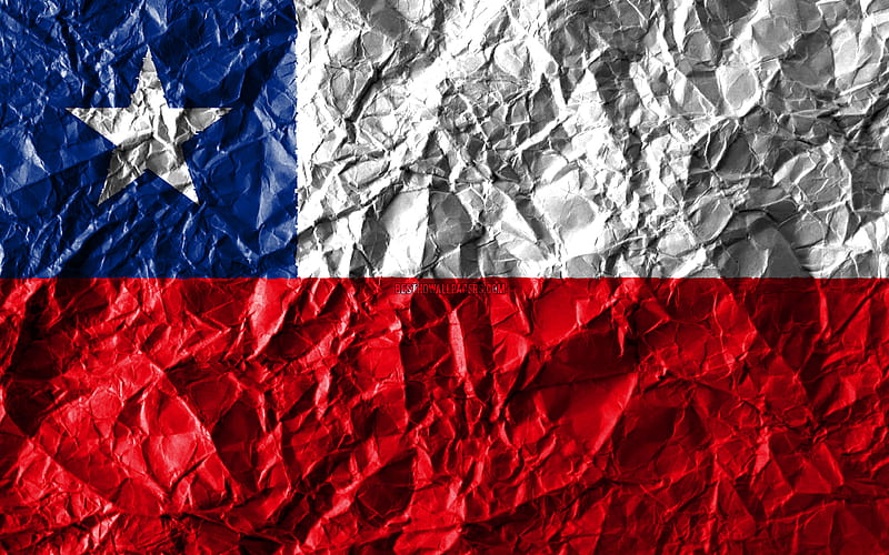 Chilean flag crumpled paper, South American countries, creative, Flag of Chile, national symbols, South America, Chile 3D flag, Chile, HD wallpaper