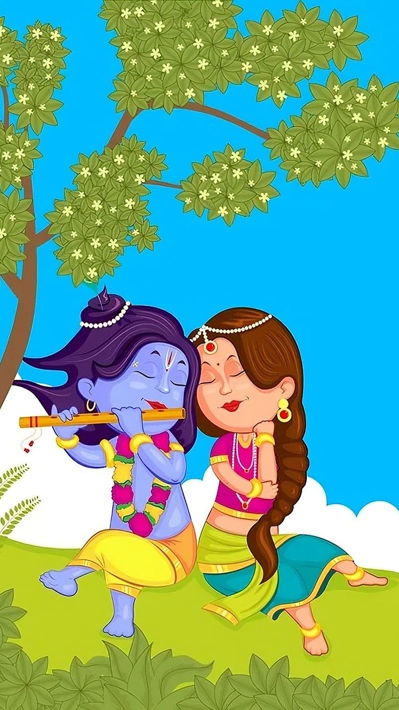 Krishna Bhagwan Cartoon, cute, lord, god, HD phone wallpaper