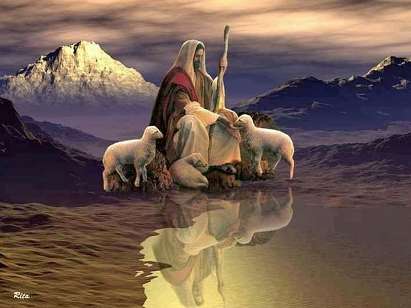 The Lord is my shepherd, christ, sheep, jesus, shepherd, HD wallpaper