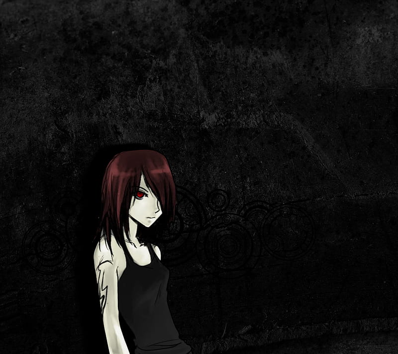 A bit down, anime, dark, girl, grunge, pretty, sad, HD wallpaper