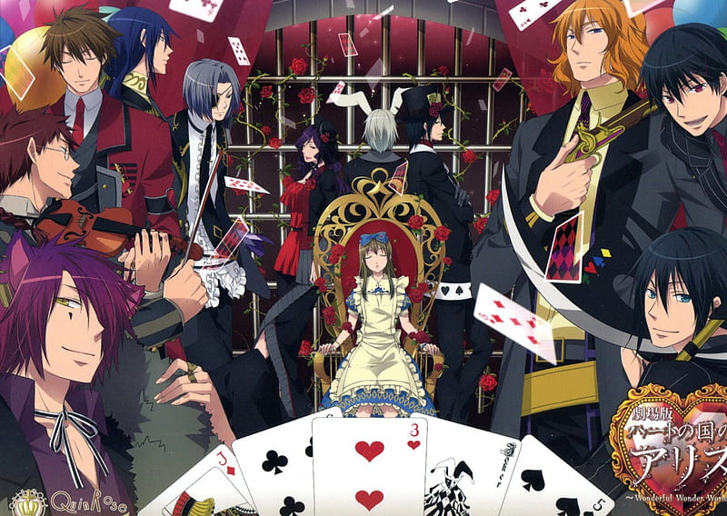 Heart No Kuni No Alice, male, otome, alice, cards, anime, game, groups, HD wallpaper