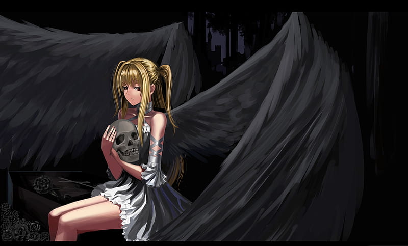 dark anime girl with wings