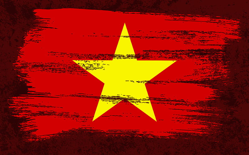 Flag of Vietnam, grunge flags, Asian countries, national symbols, brush stroke, Vietnamese flag, grunge art, Vietnam flag, Asia, Vietnam, HD wallpaper