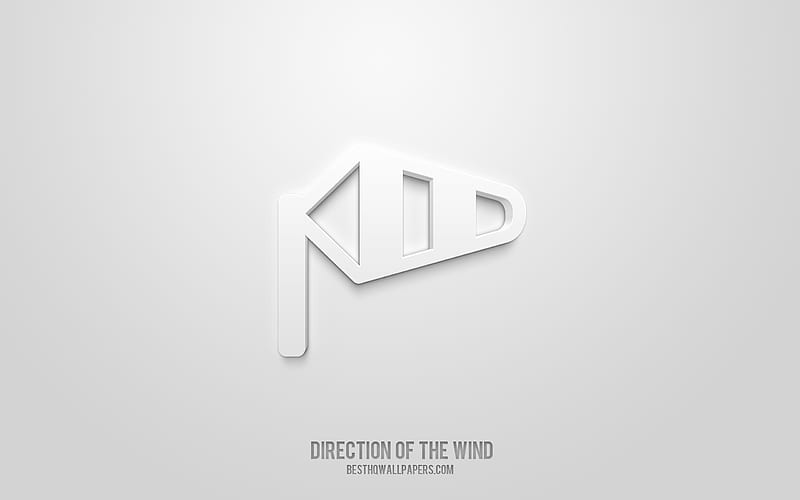 Direction of the wind 3d icon, white background, 3d symbols, Direction of the wind, Signs icons, 3d icons, Direction of the wind sign, Signs 3d icons, HD wallpaper