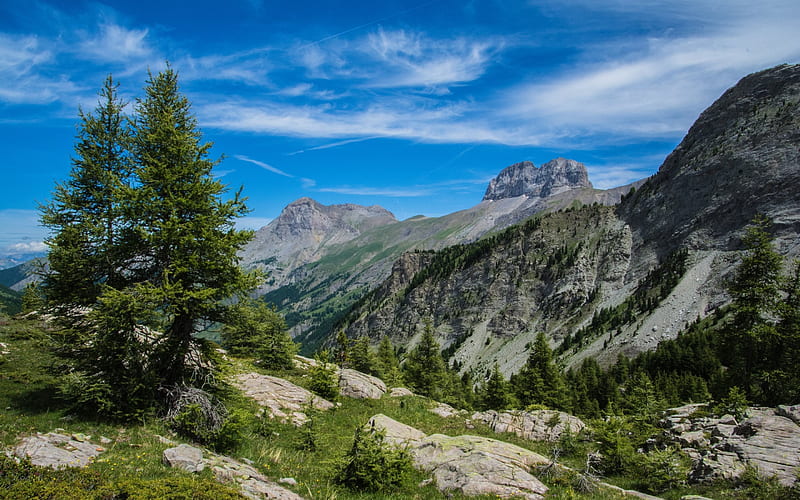 La Grande Seolane, mountains, summer, Alps, France, HD wallpaper