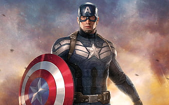 Captain America Holding Shield, captain-america, artwork, superheroes, digital-art, HD wallpaper