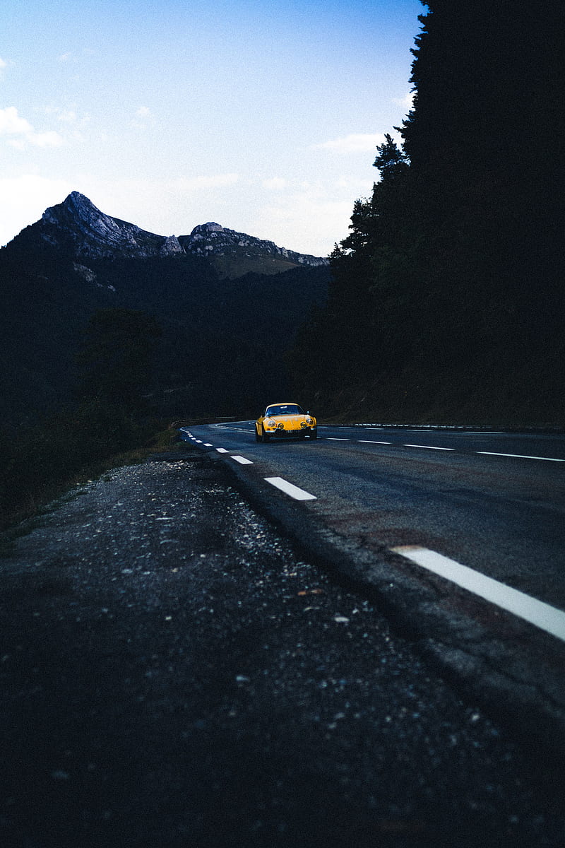 car, road, mountains, rocks, marking, HD phone wallpaper