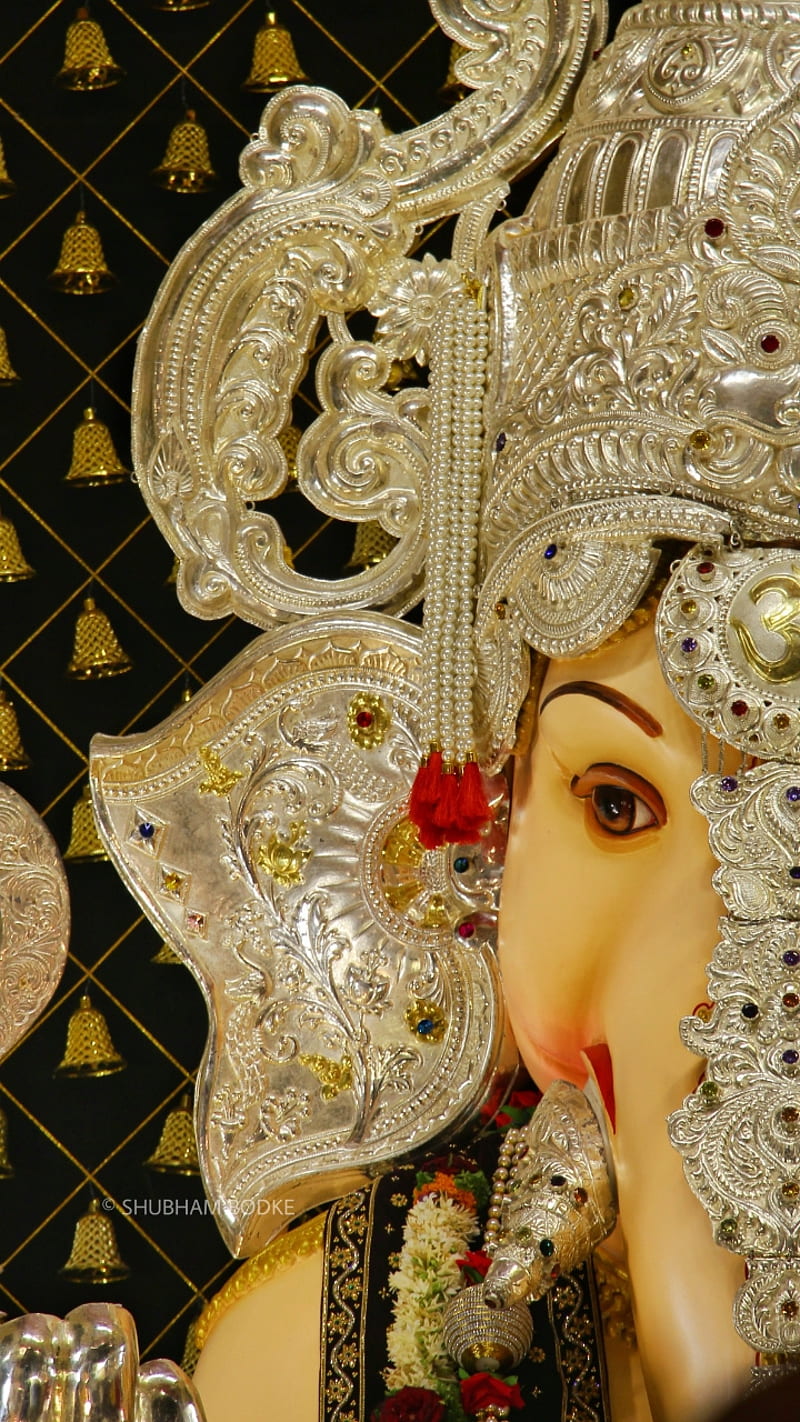 Bappa, ganpati, gold, head, silver, god, HD phone wallpaper | Peakpx