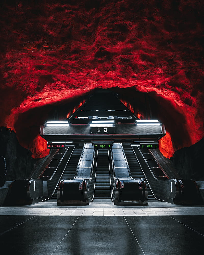 Escalator, metro, tunnel, underground, dark, HD phone wallpaper | Peakpx