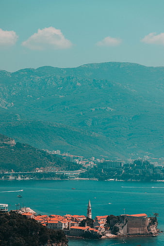 Lovely coastal view, colorful, art, lovely, view, houses, town, sky ...