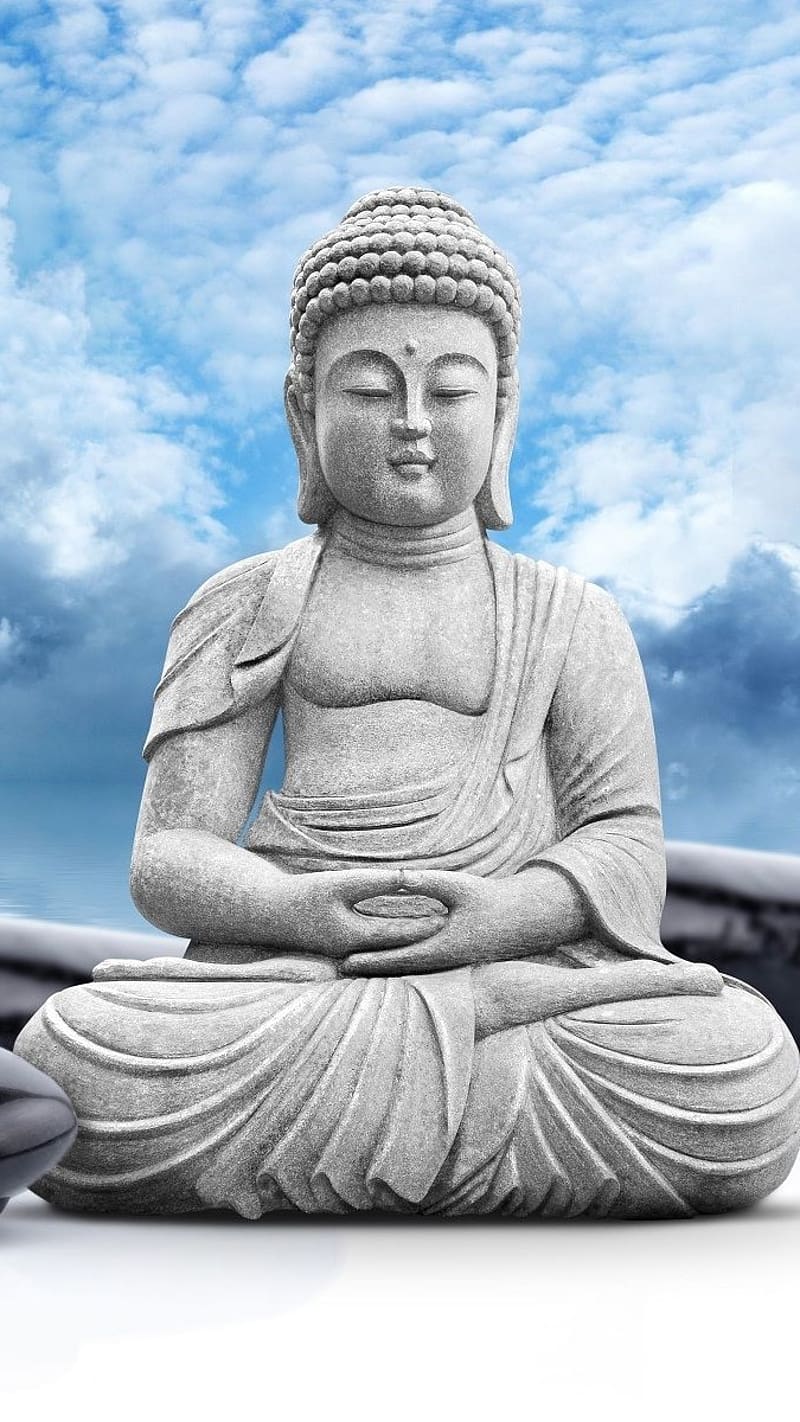 Buddha , Clouds Background, god, lord buddha, meditation, HD phone wallpaper