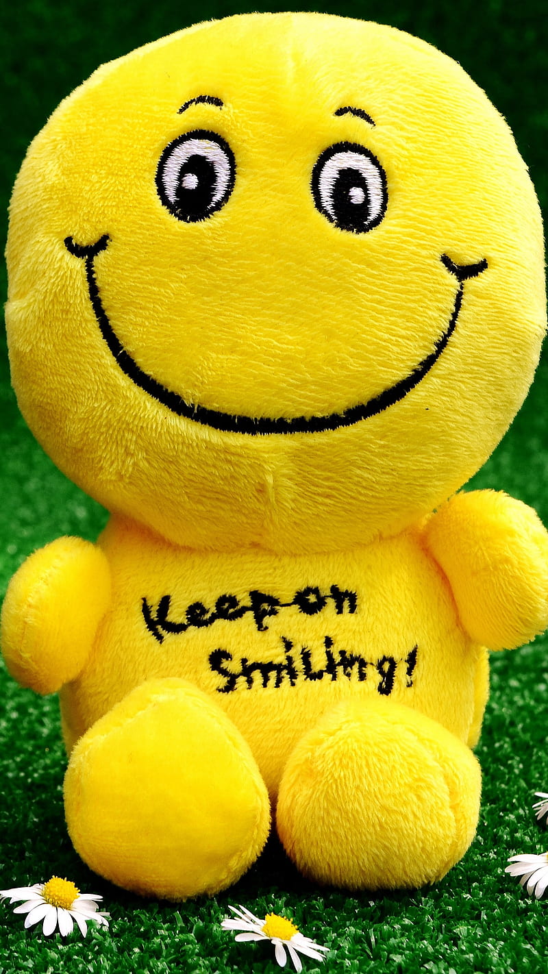 Happy toy, smiley, yellow teddy, positive, HD phone wallpaper | Peakpx