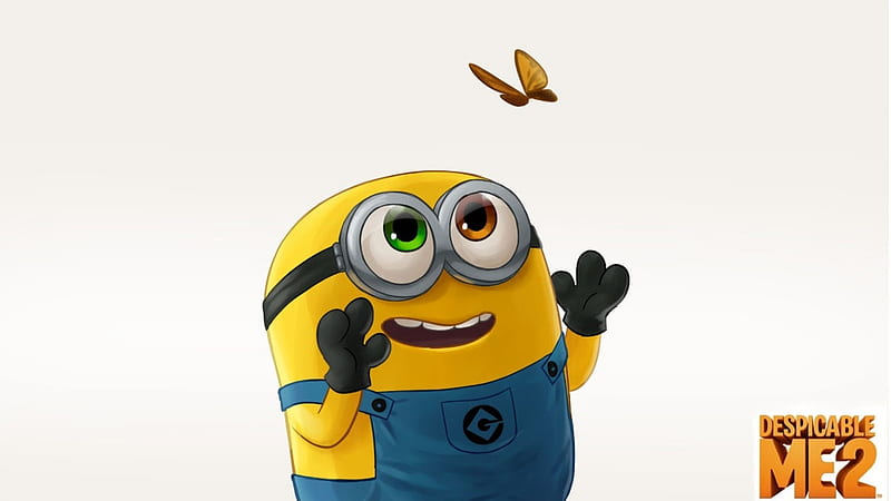 Despicable Me 2 (2013), poster, minion, butterfly, movie, yellow, white,  blue, HD wallpaper | Peakpx