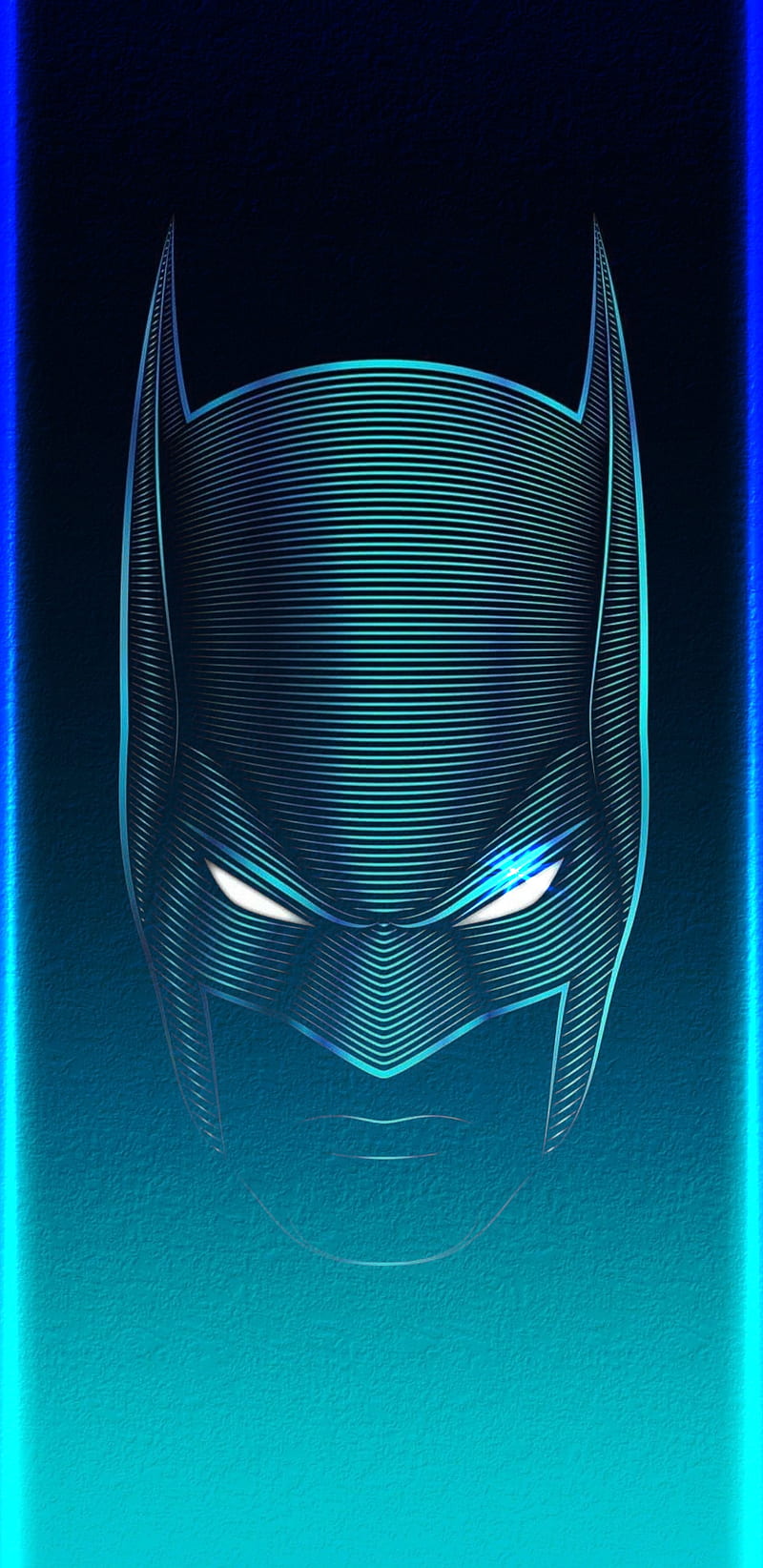 Batman Glow Edge, batman, blue, dark, edge, glow, knight, line, turquoise, HD phone wallpaper