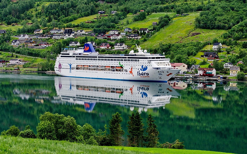 Grand Mistral cruise ship, port, Costa Riviera, Ibero Cruises, HD wallpaper