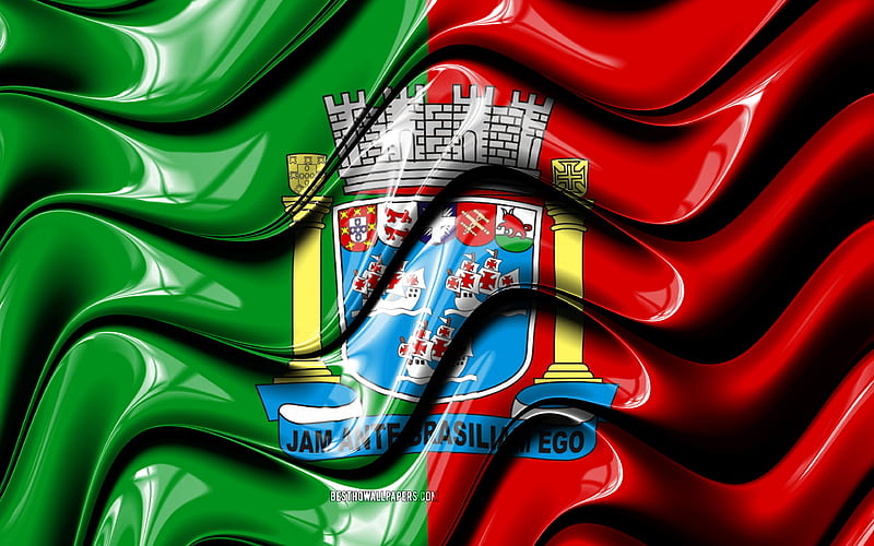 Porto Seguro Flag Cities of Brazil, South America, Flag of Porto Seguro, 3D art, Porto Seguro, Brazilian cities, Porto Seguro 3D flag, Brazil, HD wallpaper