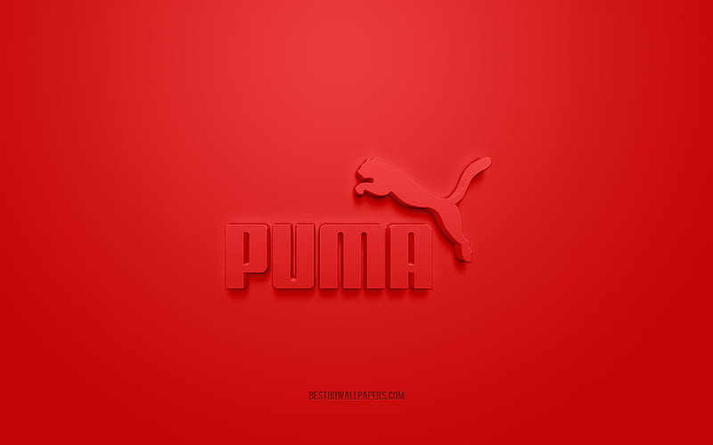2K free download | Puma logo, red background, Puma 3d logo, 3d art ...